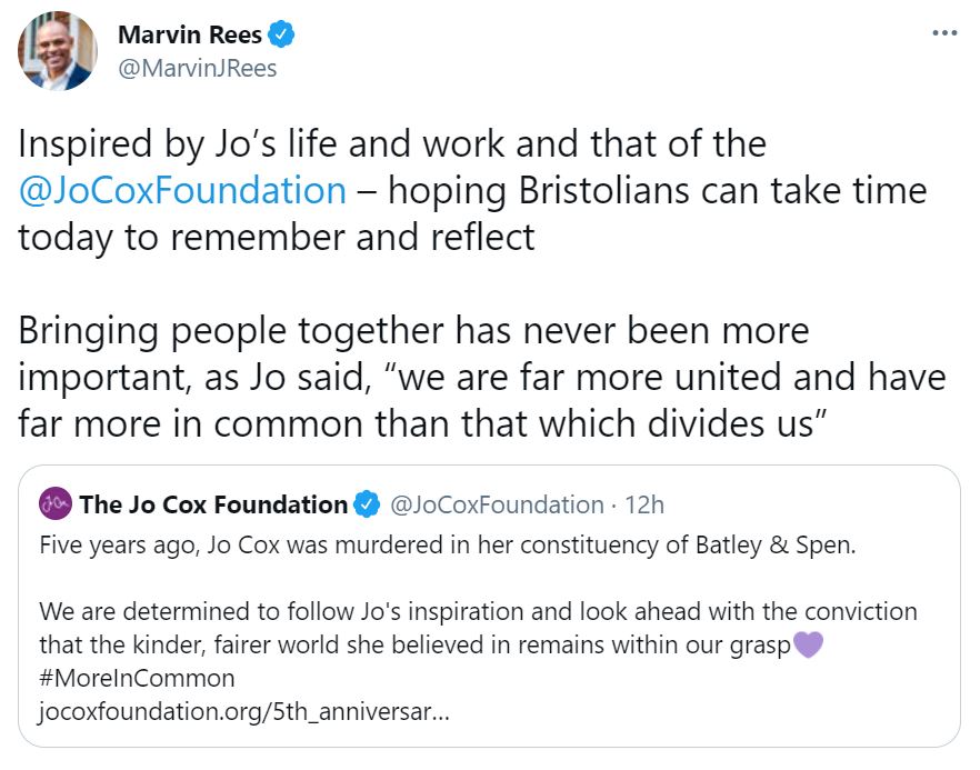 Marvin Rees tweet re Jo Cox 16-6-2021 - enlarge